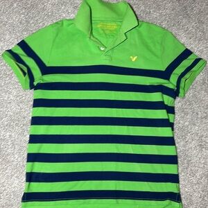 American Eagle Outfitters rugby Polo in Green and Navy Stripes men’s large blue